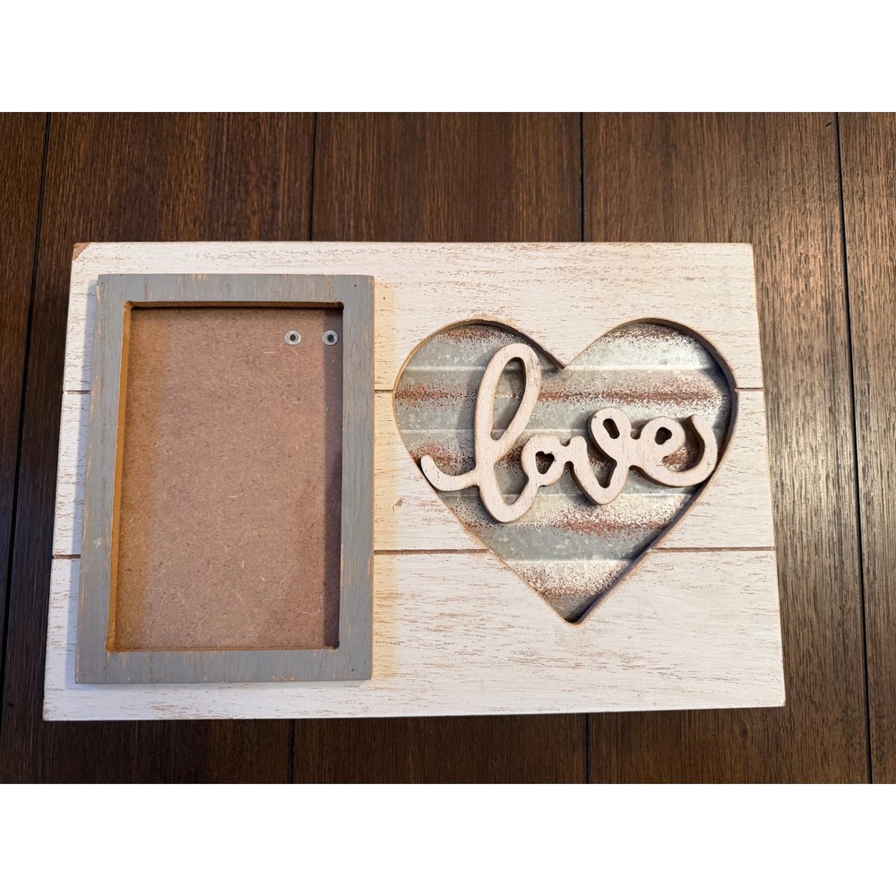 Hobby Lobby Rustic Wood Love Heart Picture Frame 4x6 Galvanized Metal Farmhouse